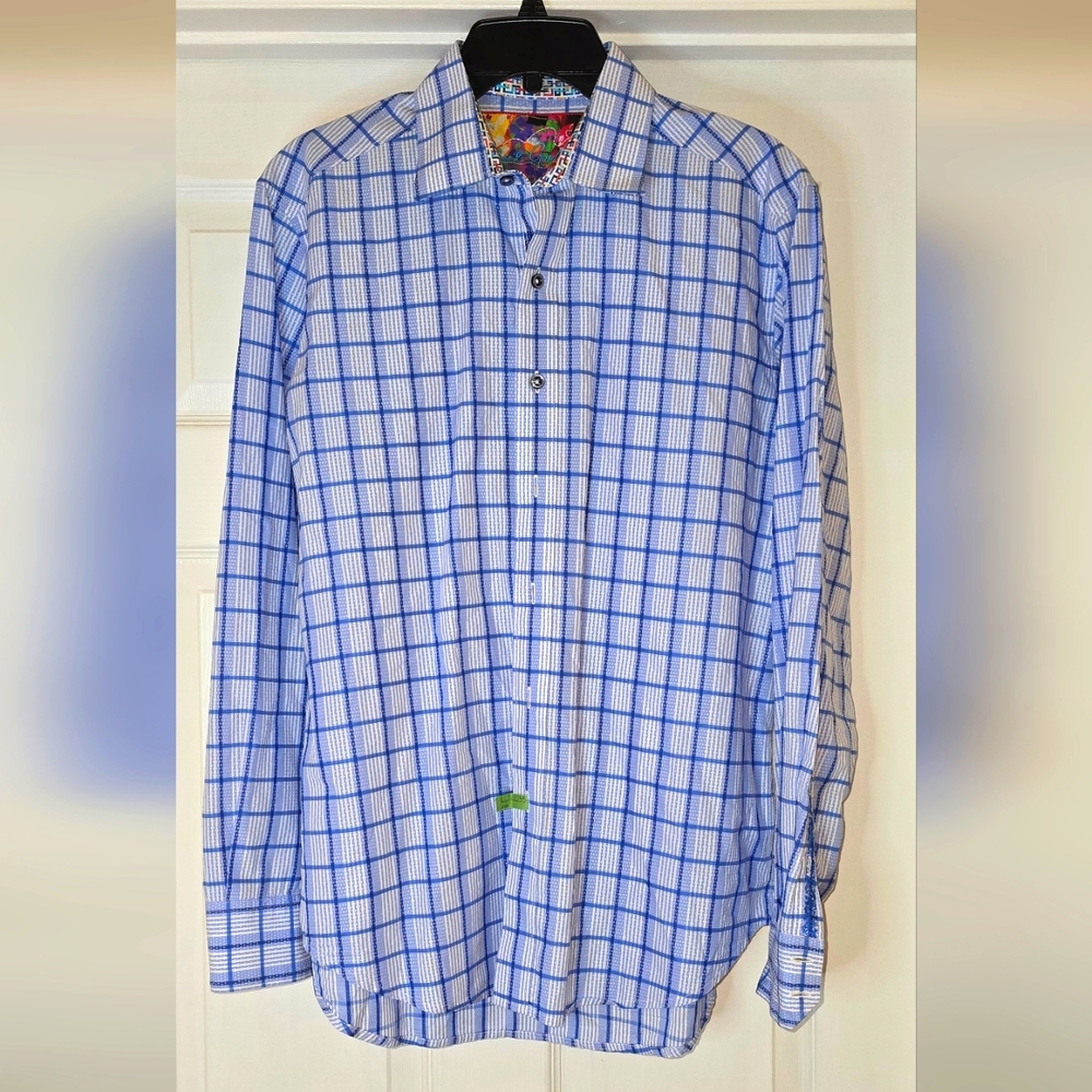Robert Graham Blue and White Checkered Men's Shirt